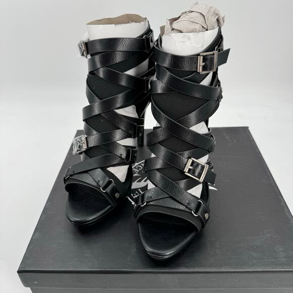 NWT Milwaukee MBL9451 Black Fashion Casual Stiletto Heeled Sandals w Ankle Strap - Picture 8 of 9